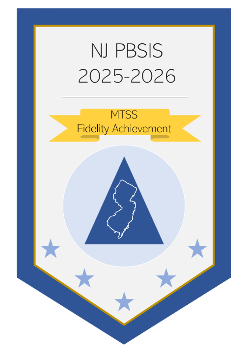 Blue and gold banner with the text MTSS Fidelity Acheivement for the 2025-2026 school year